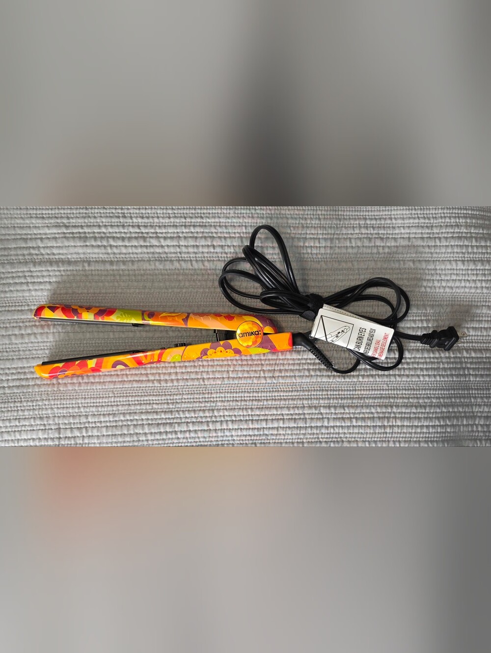 AMIKA Strand Perfect Ceramic Styler Flat Iron Orange Purple Floral